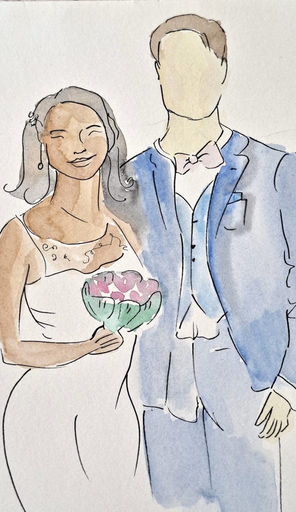 croquis mariés aquarelle